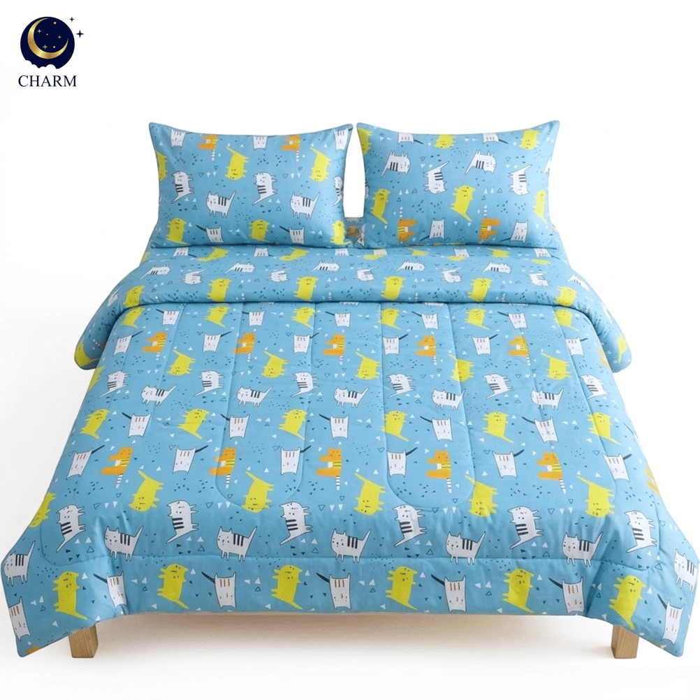 ชุดผ้าปูที่นอน 5 ฟุต 4 ชิ้น CHARM คอลเลคชั่น DREAMY ลาย CAT JOY_0